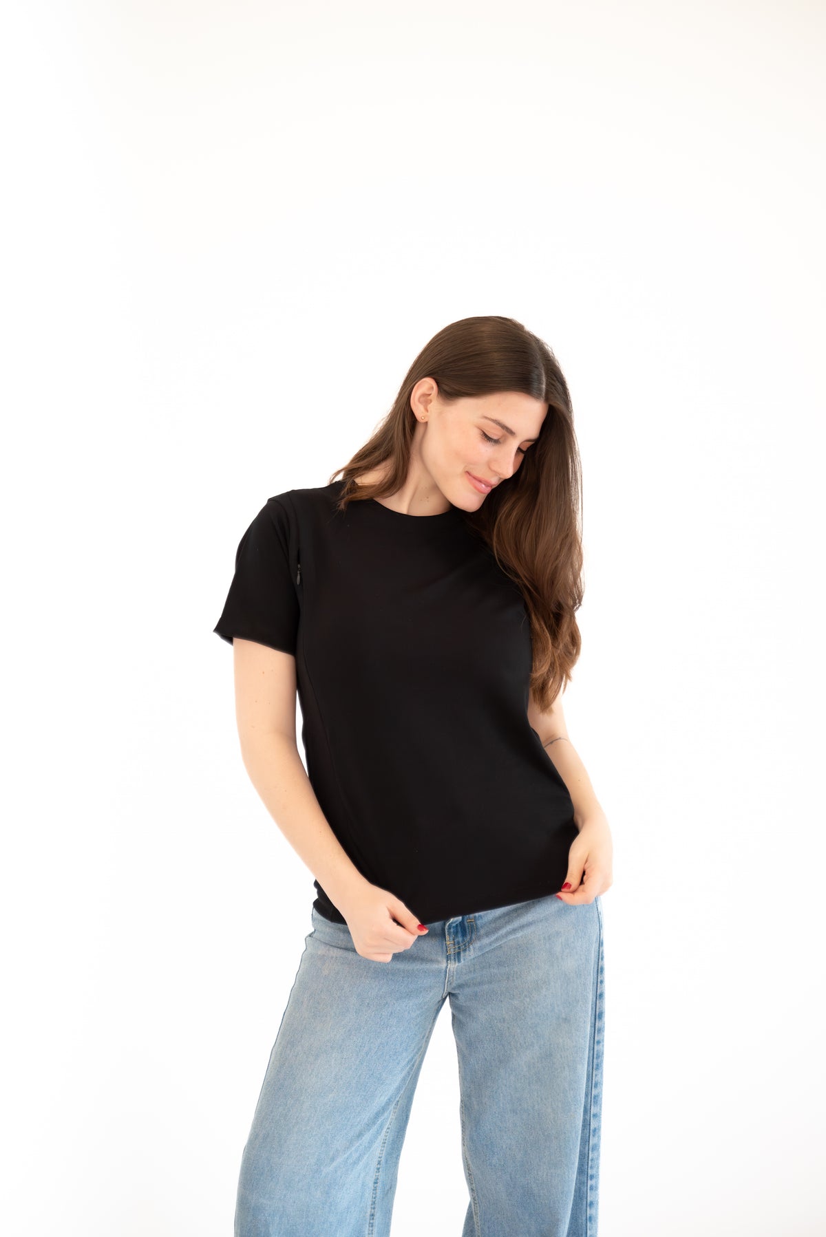 POLO DE ALGODÓN EMBARAZO & LACTANCIA ALBA - NEGRO
