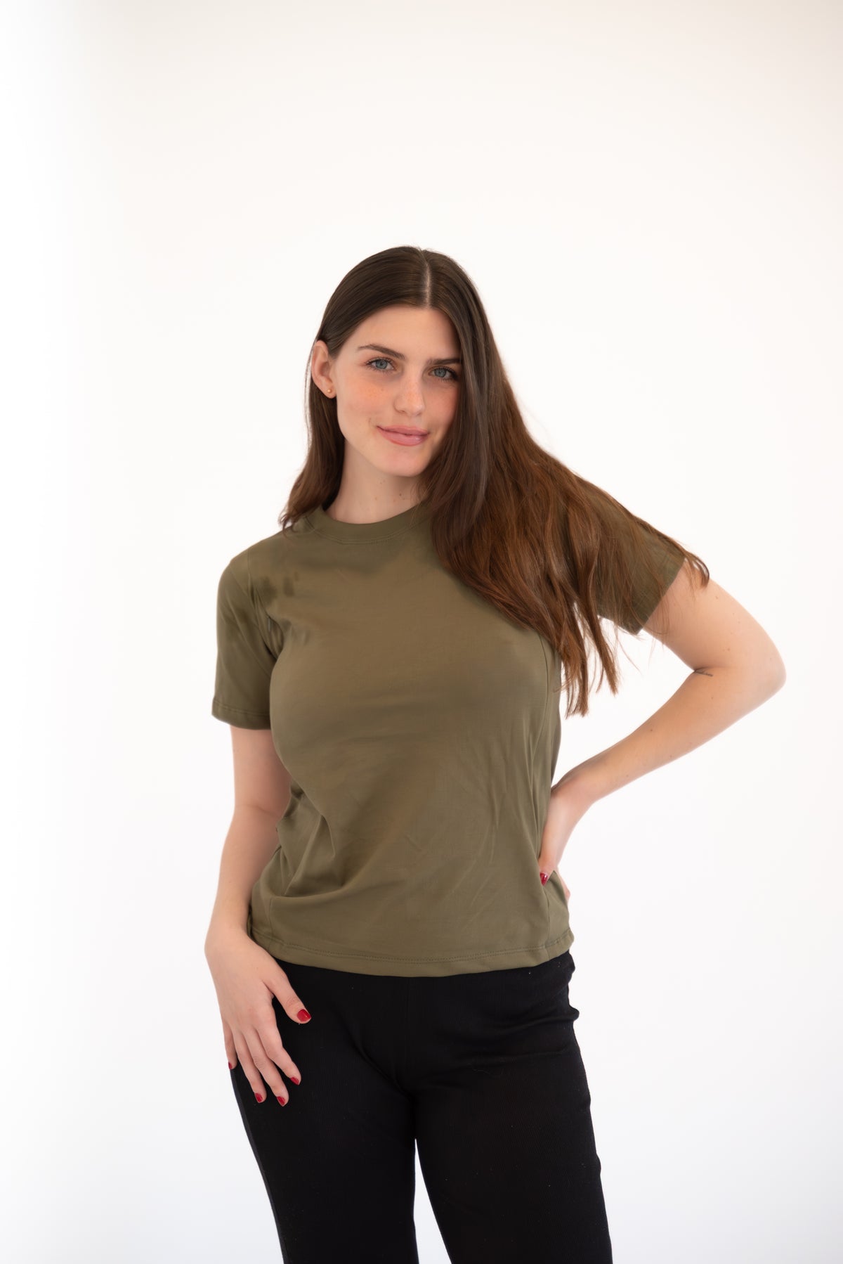 POLO DE ALGODÓN EMBARAZO & LACTANCIA ALBA - VERDE MILITAR