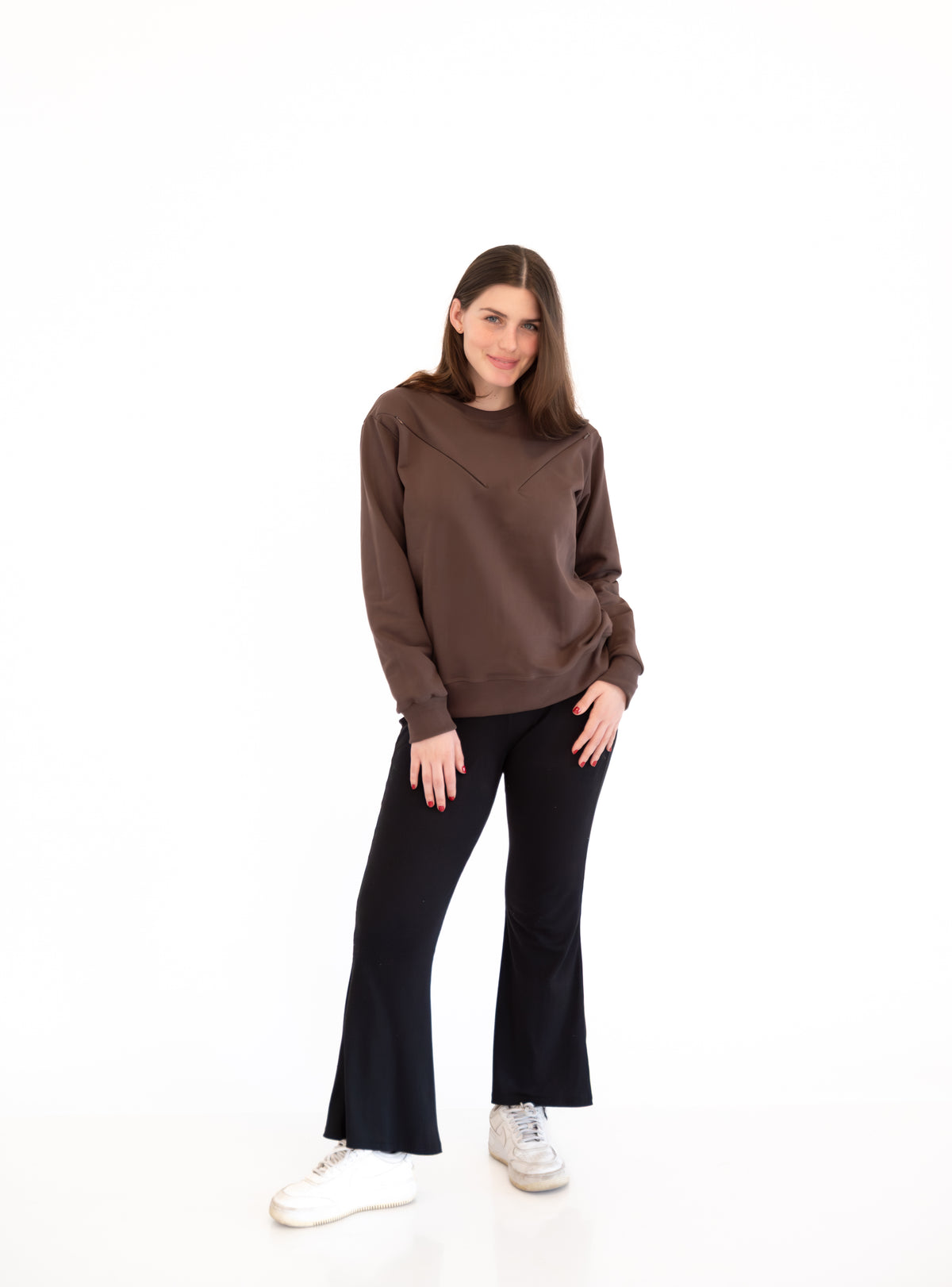 POLERA DE ALGODÓN EMBARAZO & LACTANCIA OLIVIA - MARRÓN