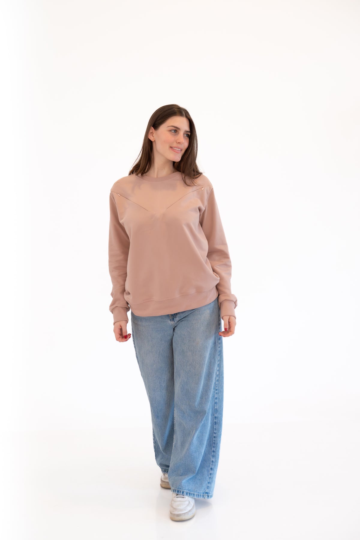 POLERA DE ALGODÓN EMBARAZO & LACTANCIA OLIVIA - PALO ROSA
