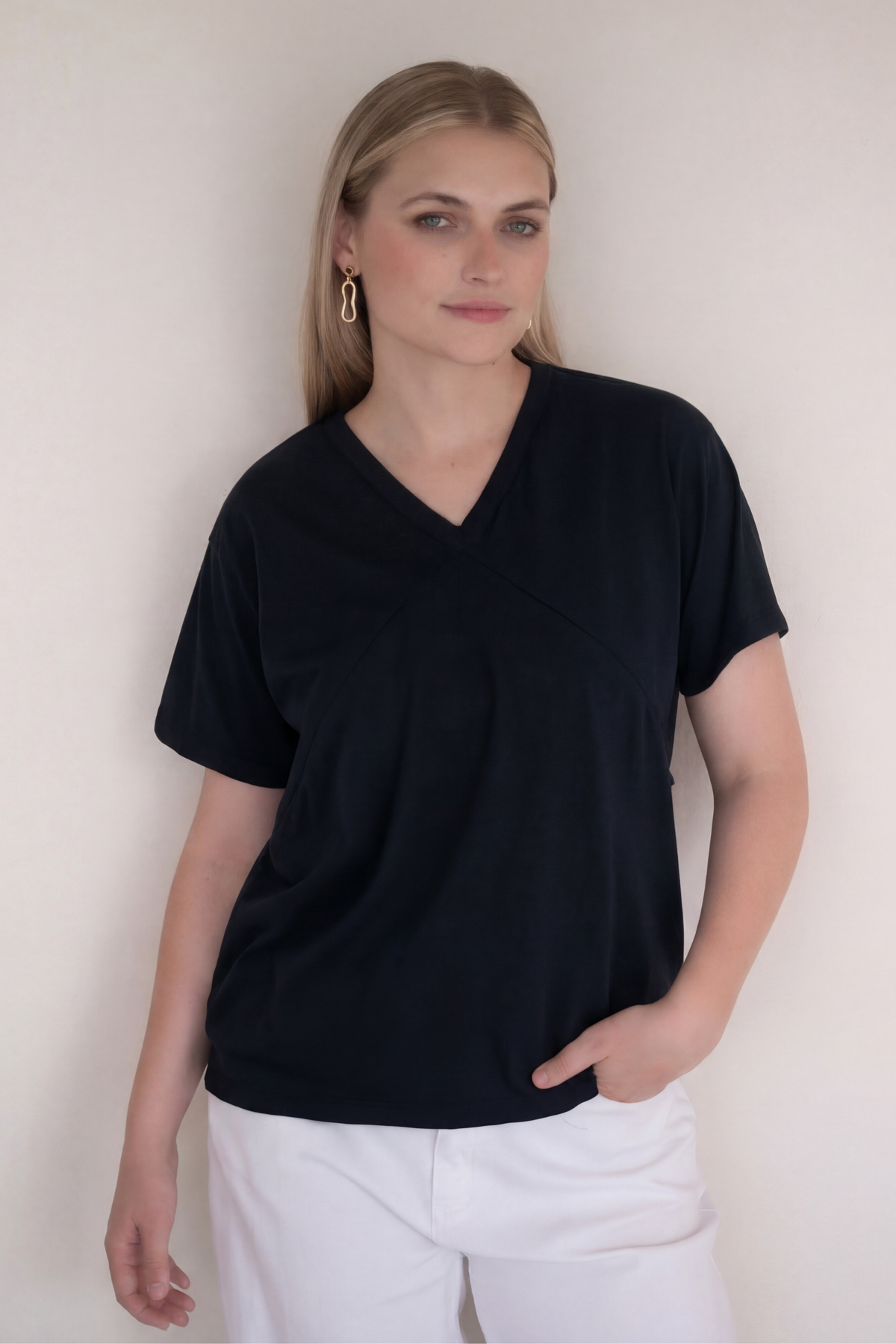 POLO DE ALGODÓN EMBARAZO & LACTANCIA AURORA - NEGRO